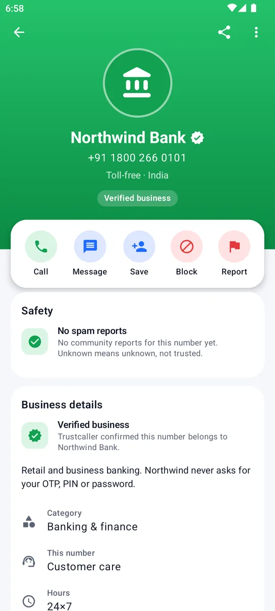 Verified business profile